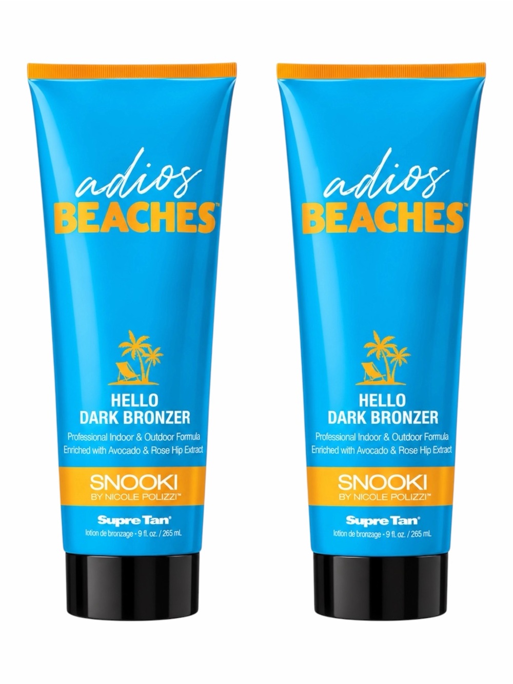 SNOOKI ADIOS BEACHES DARK BRONZER 9 OZ *LABEL DEFECT X2 - BRAND NEW